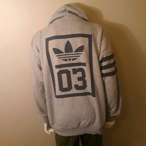 Adidas hoodie men Xl trefoil grey zip up